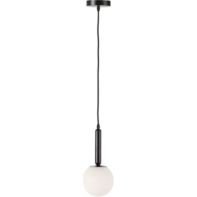 Suspension globe en albâtre et métal Couleur noir mat <span itemprop=