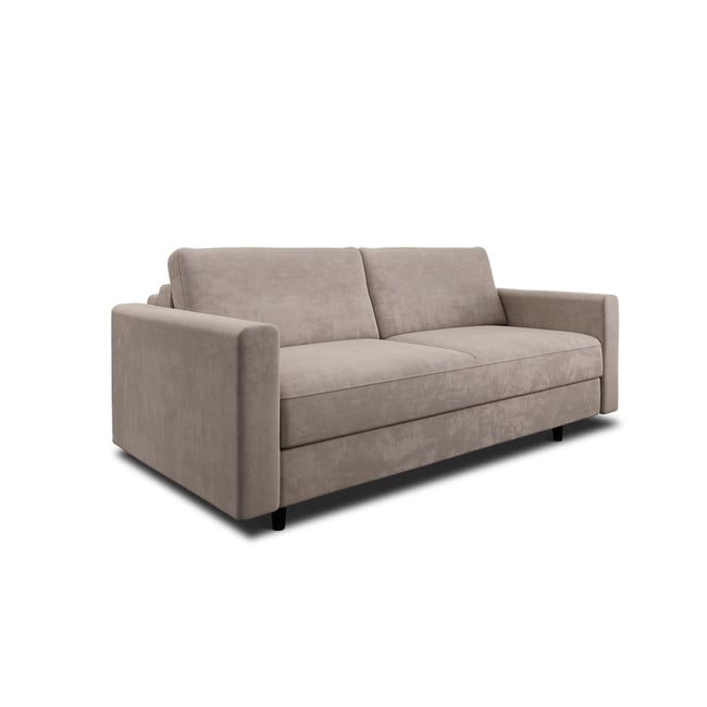 Canapé convertible express 3 places en velours Hailie Jade Couleur beige taupe <span itemprop=