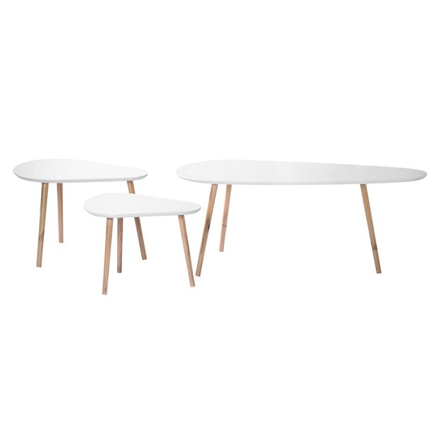 Set de 3 tables gigognes blanc et bois Couleur blanc <span itemprop=