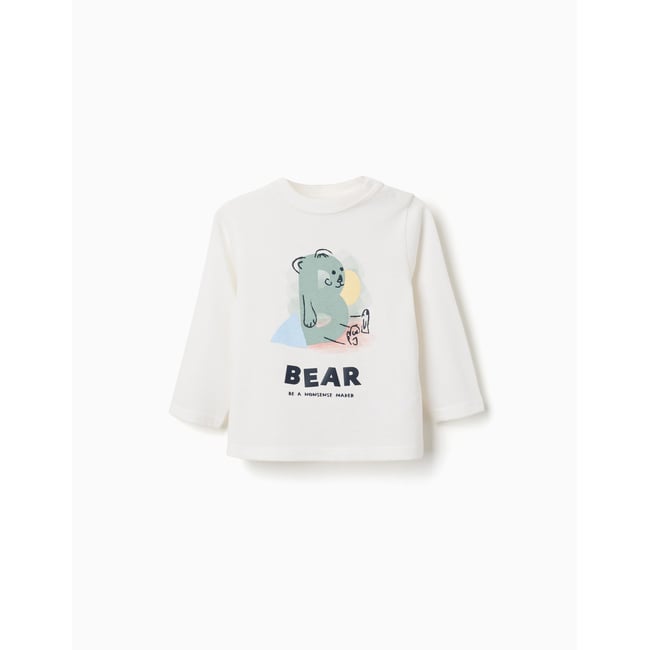 T-shirt en coton à manches longues avec imprimé lettres - ZIPPY