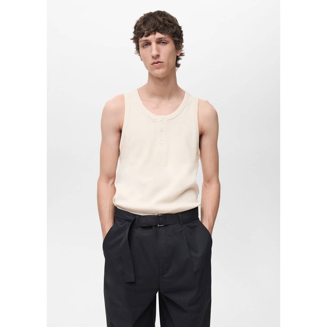 T-shirt à boutons 100 % coton bretelles écru <span itemprop=