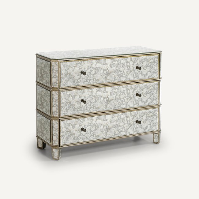 Winsome Distressed Mirror Chest of Drawers, beige, AM.PM