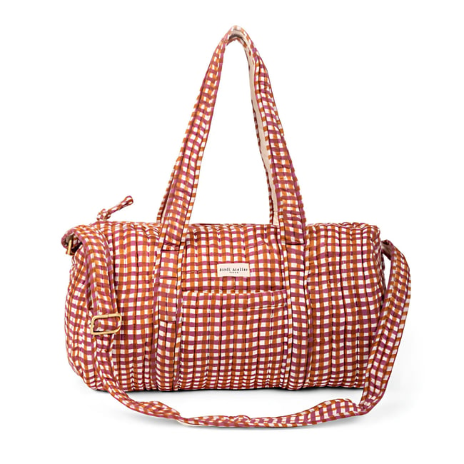 Sac weekend imprimé TARA orange camel <span itemprop=