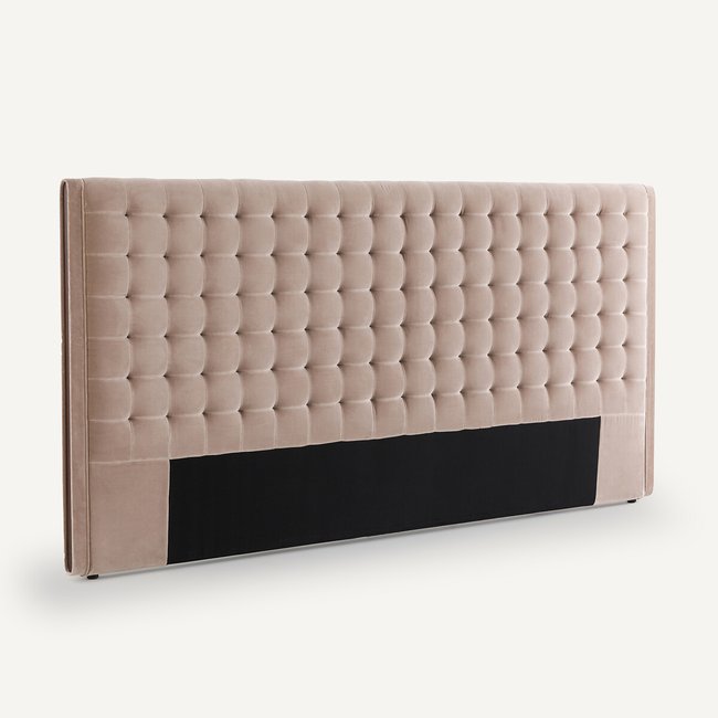 Cabecero capitoneado de terciopelo, Alezan beige arena <span itemprop=