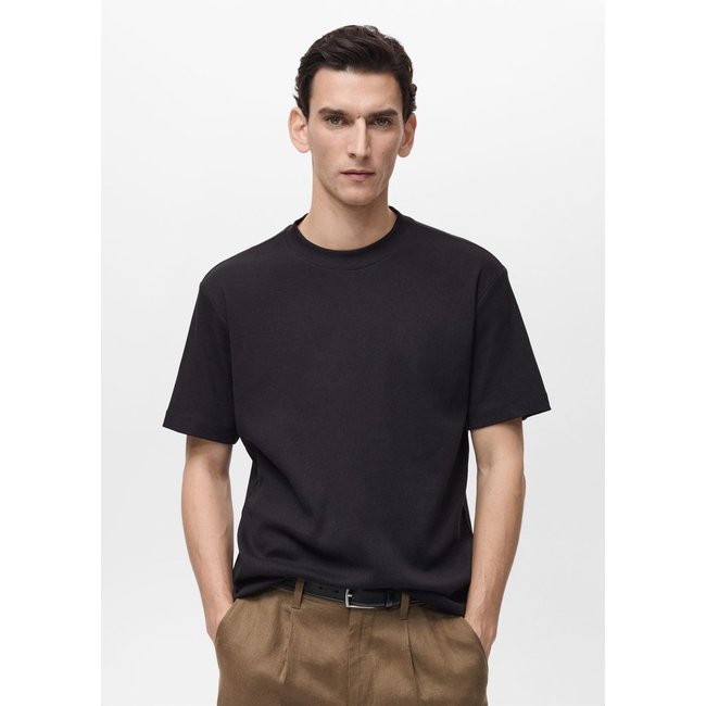 T-shirt en coton côtelé regular fit - MANGO MAN