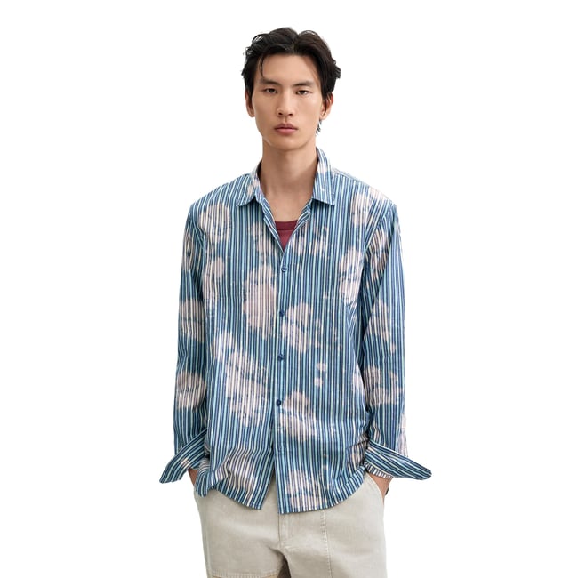 Chemise à rayures tie-dye bleu <span itemprop=