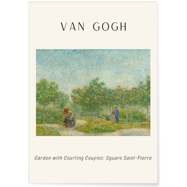 Affiche Van Gogh - Garden with Courting Couples Couleur blanc <span itemprop=