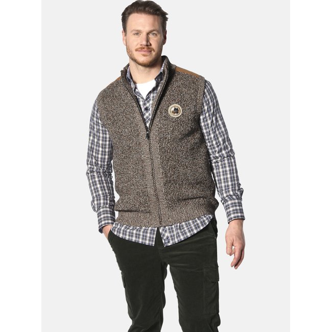 Gilet de costume en maille GUNDVAST marron mélange <span itemprop=