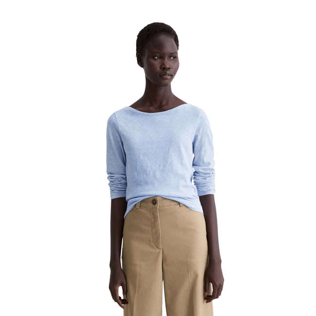 T-shirt long U-Boot regular en qualité Organic Cotton bleu clair <span itemprop=