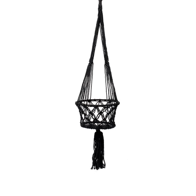 Suspension porte-plante en coton MACRAME Couleur noir <span itemprop=