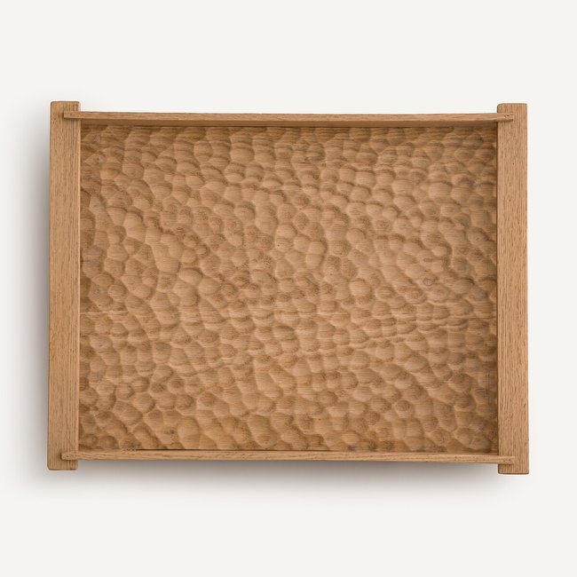 Plateau rectangulaire en chêne massif gougé, profondeur 37 cm, AZAEL Couleur chêne naturel <span itemprop=