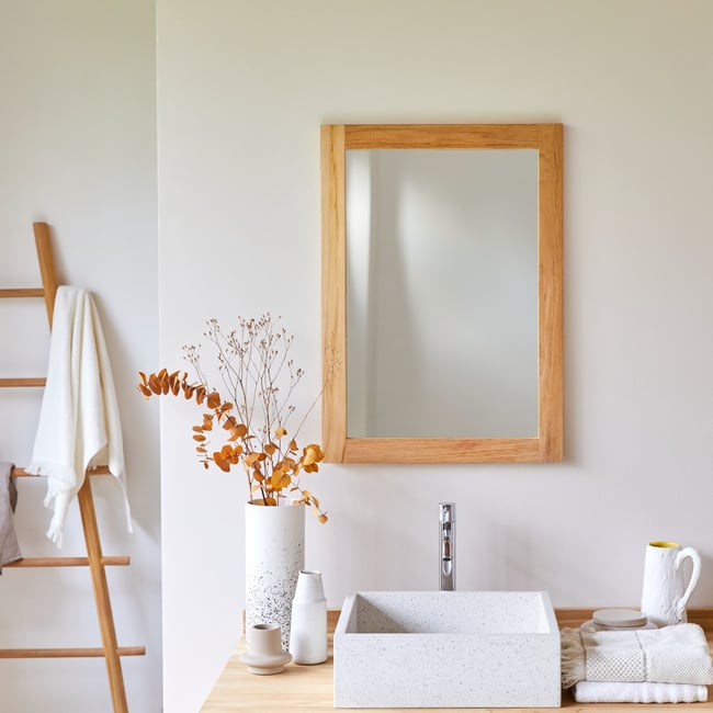 Miroir en Teck massif, BAHYA Couleur naturel <span itemprop=