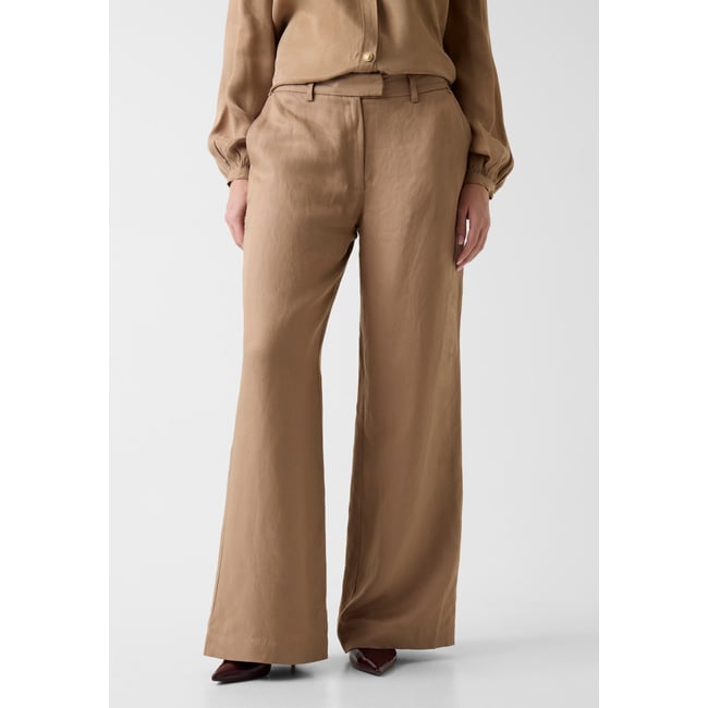 Pantalons Évasés En Mélange De Lin beige <span itemprop=