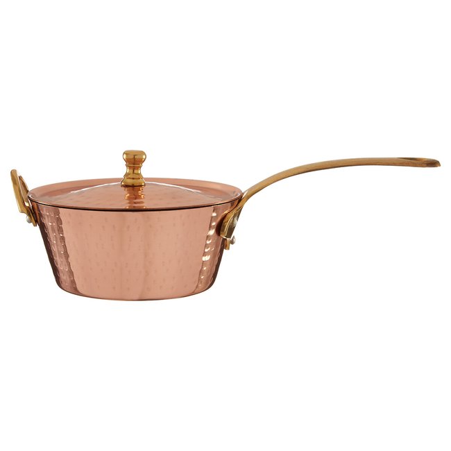 13cm Mini Hammered Copper Saucepan with Lid, copper, SO'HOME