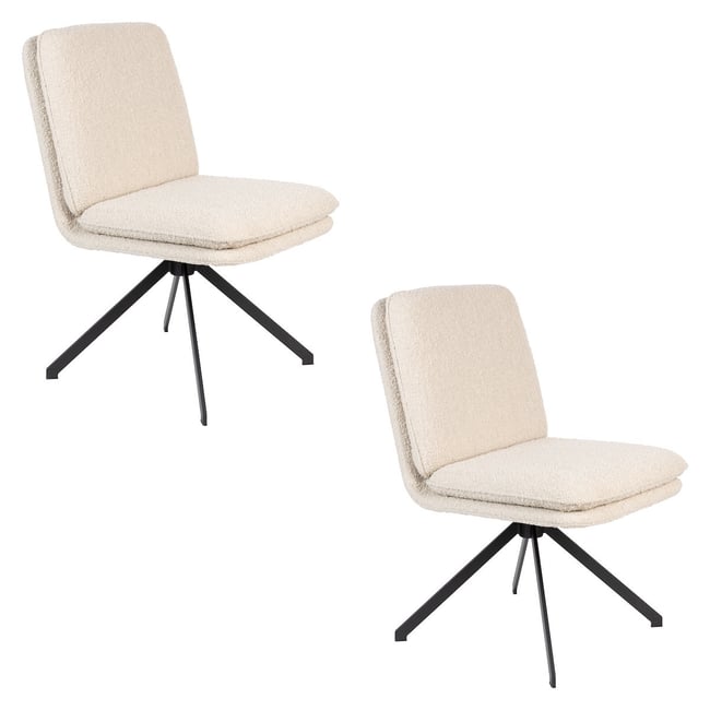 2 chaises en tissu bouclé  - TYLER Couleur blanc <span itemprop=