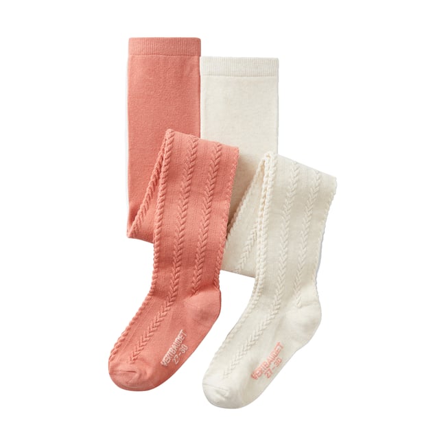 Lot de 2 collants torsades bois de rose <span itemprop=