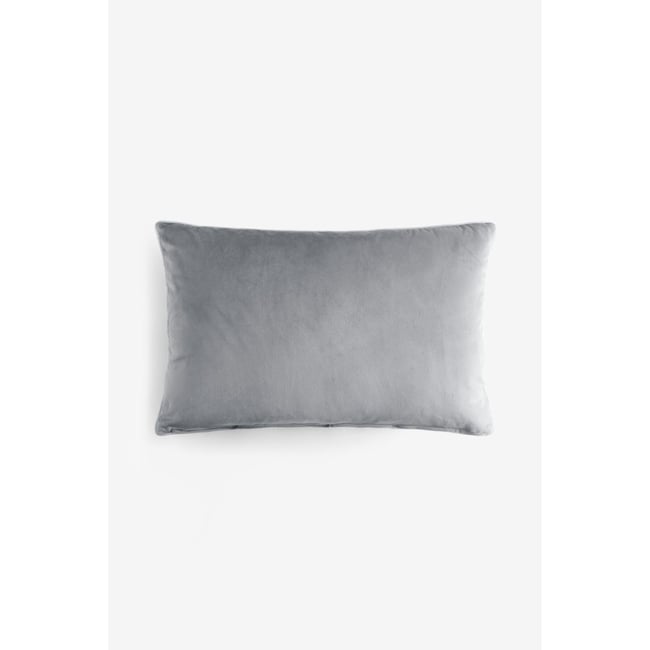Coussin en velours mat avec liseré contrasté gris <span itemprop=