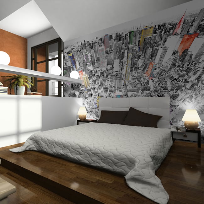 Papier peint intissé panoramique Ville et Architecture New York en bande dessinée Couleur noir <span itemprop=