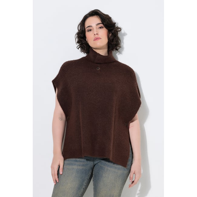 Pull sans manches acajou <span itemprop=