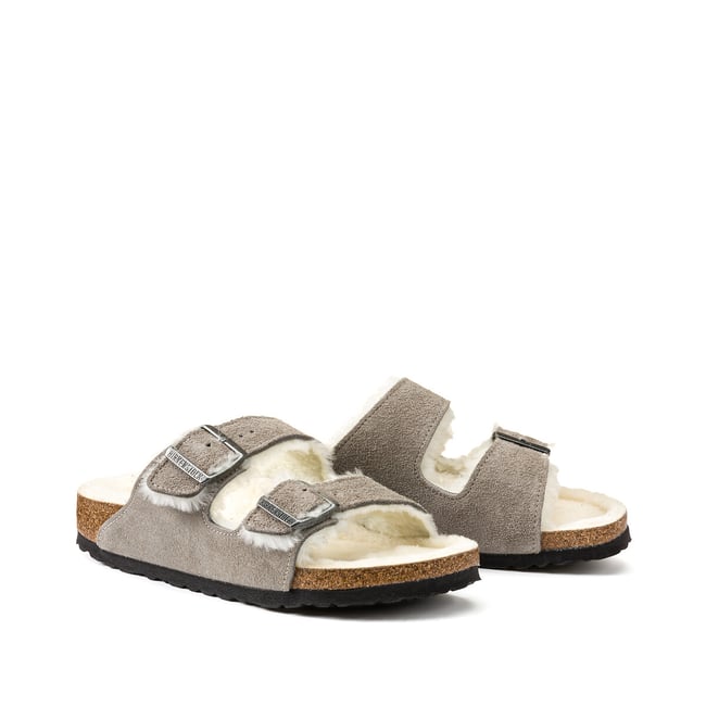 Mules cuir fourrées Arizona Fell gris <span itemprop=
