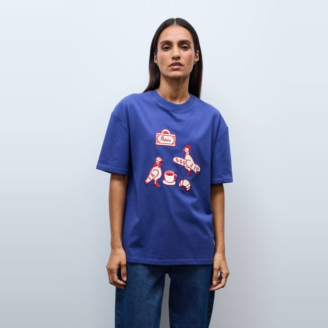 T-shirt manches courtes avec broderie et imprimé en coton BIO GOTS - MONOPRIX