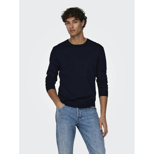 Camisola direita, gola redonda marinho <span itemprop=