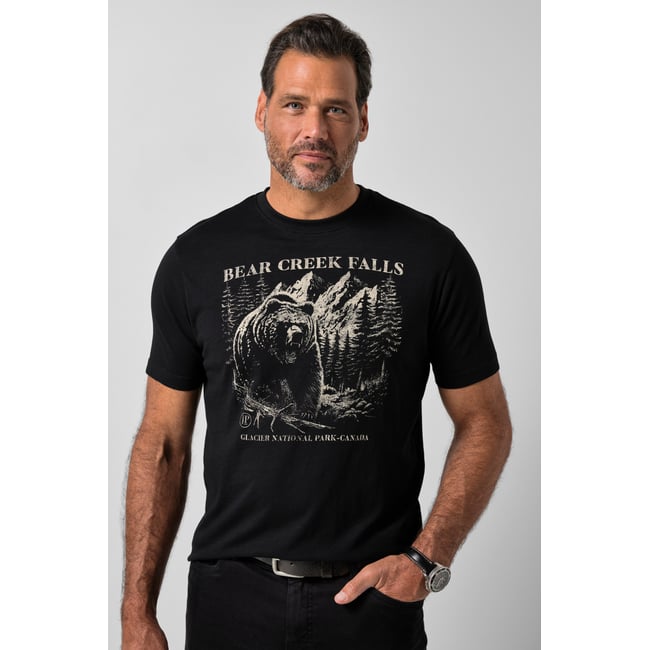T-shirt, manches courtes et imprimé poitrine noir <span itemprop=