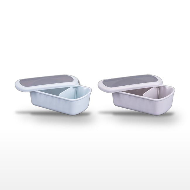 Lot de 2 lunch box 1L avec 2 ustensiles de cuisine STORAGE beige|bleu <span itemprop=