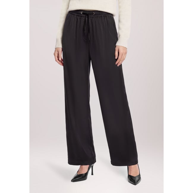 Pantalon à enfiler à jambes larges noir <span itemprop=