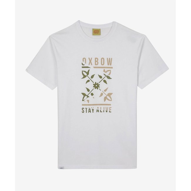 Tee shirt manches courtes graphique TERCO blanc <span itemprop=