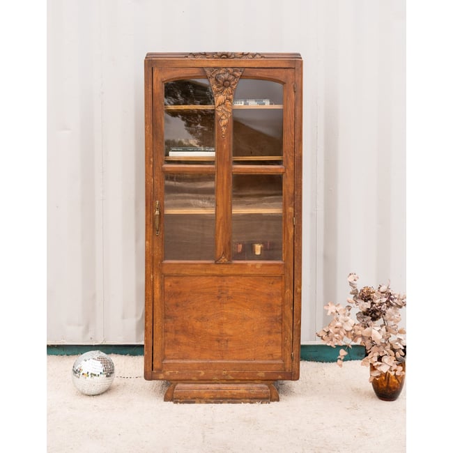 Armoire art déco en bois Blandine N°478 - Bon état Couleur bois foncé <span itemprop=