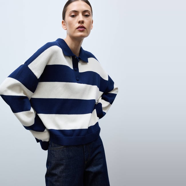 Pull rayé à col polo - MONOPRIX