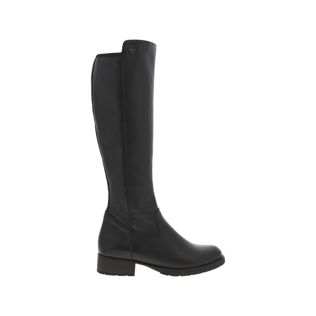 Bottes en cuir noires à talon décroché bas avec un zip côté interne noires <span itemprop=