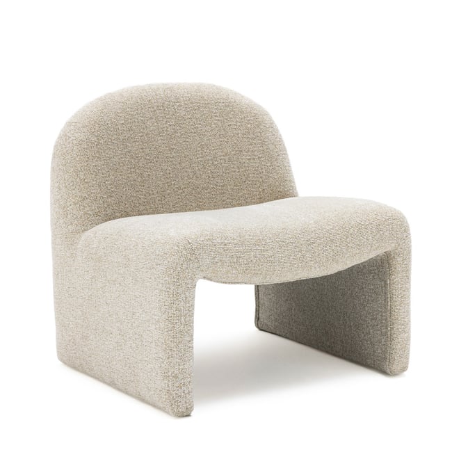 Fauteuil lounge en tissu- MALO Couleur beige chiné <span itemprop=