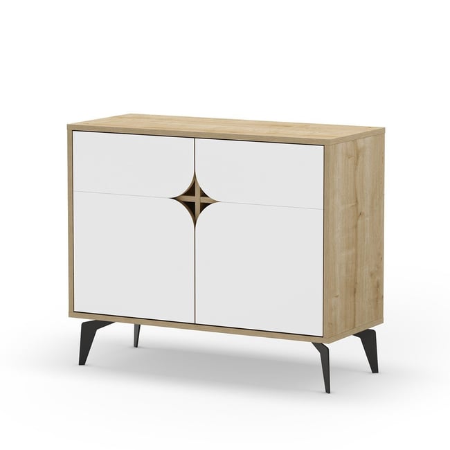 Buffet 2 portes avec pieds en métal L95 cm - FLORA Couleur blanc <span itemprop=