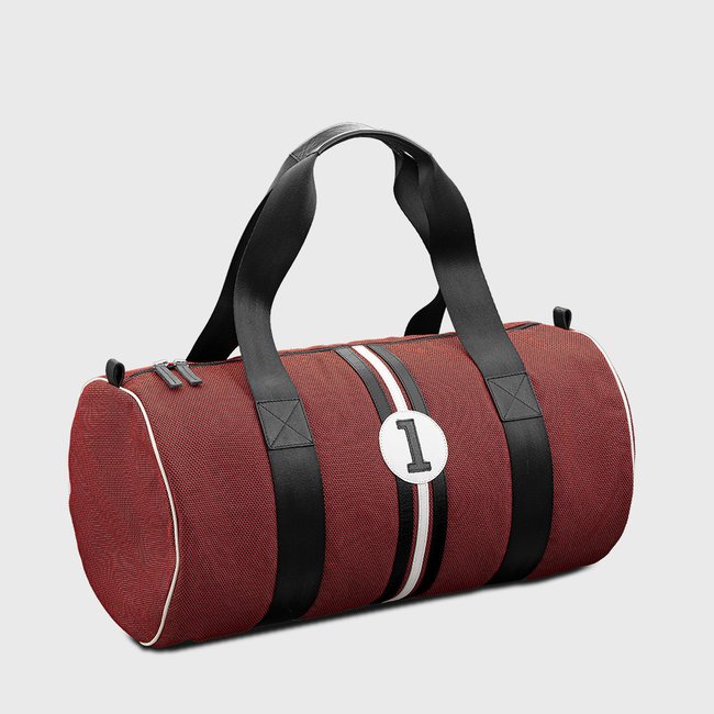 E2R Sac de sport homme tissu et cuir style italien rétro Steevy gris <span itemprop=