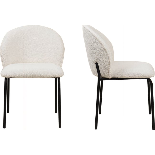 Lot de 2 chaises de salle à manger en tissu bouclette - NOE Couleur ecru <span itemprop=