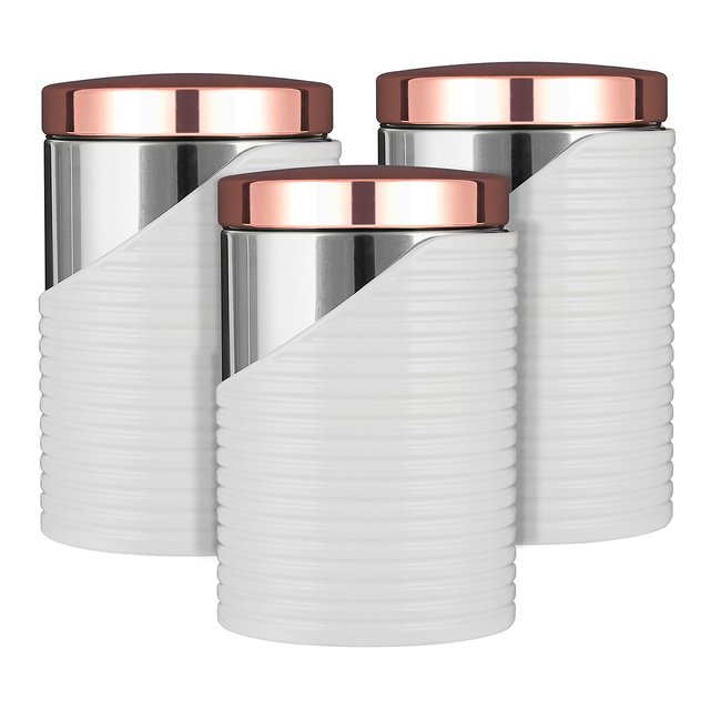 Set of 3 Linear Tea Coffee Sugar Canisters - TOWER