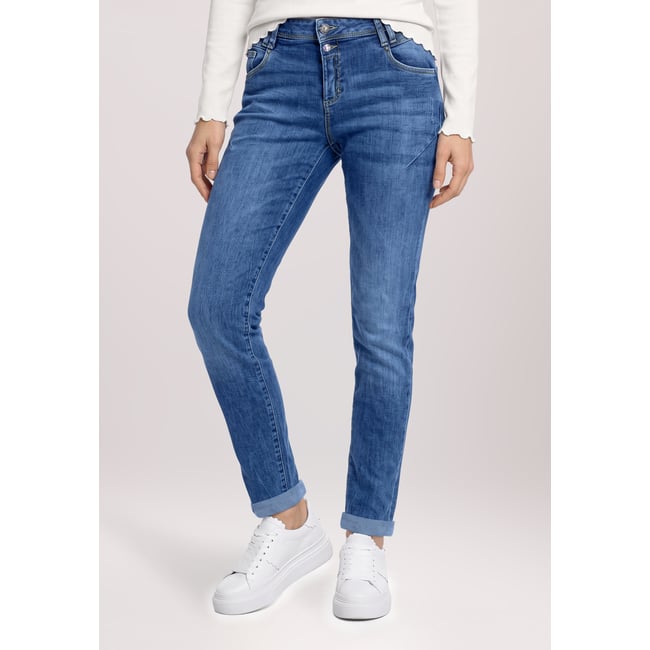 Pantalon Boyfriend à rivets bleu <span itemprop=