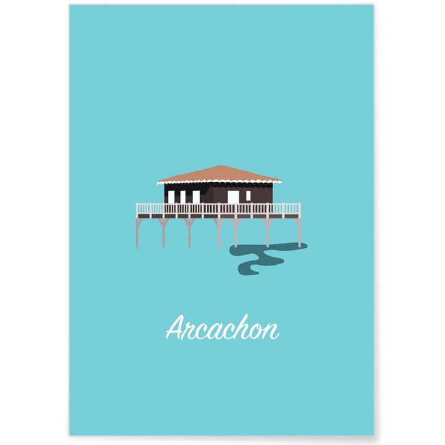 Affiche ville Minimaliste Arcachon Couleur blanc <span itemprop=
