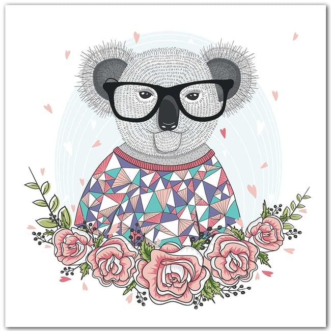 Affiche enfant hipster koala - HEXOA