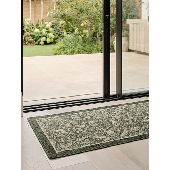 Eco-Washable Whimsical Woodland Green Runner Rug, green, HUG RUG