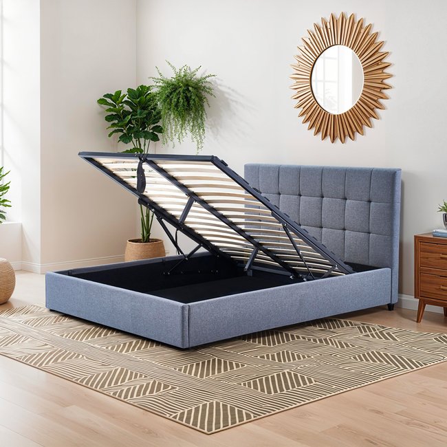Lit coffre VINCENNES Couleur gris <span itemprop=