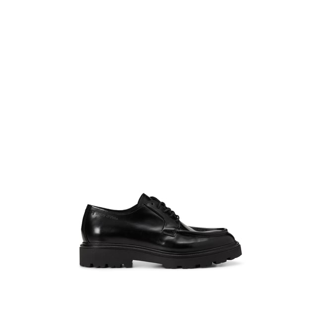 Chaussures à lacets, modèle Phil en cuir de veau légèrement brillant noir <span itemprop=
