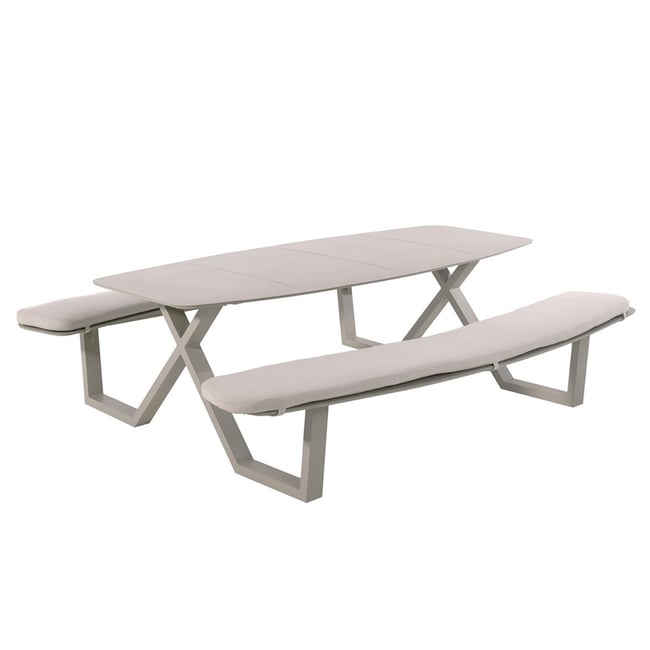 Table de pique-nique en aluminium avec coussins, CORFU gris <span itemprop=