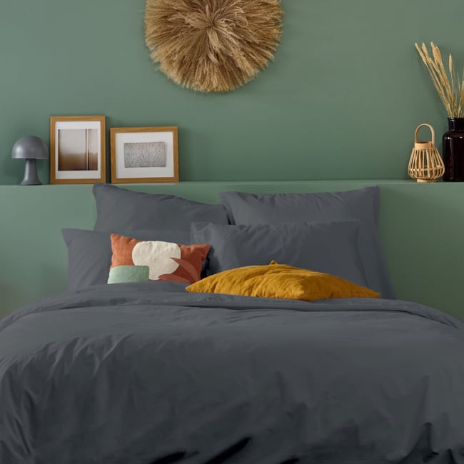 Taie d'oreiller unie PERCALE DE COTON - BLEU CALIN
