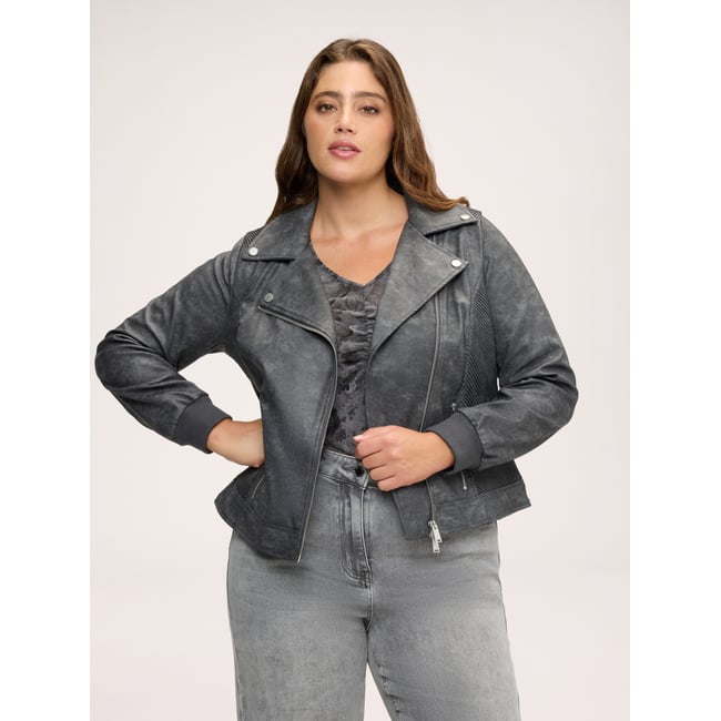 Veste biker avec poignets élastiqués gris <span itemprop=