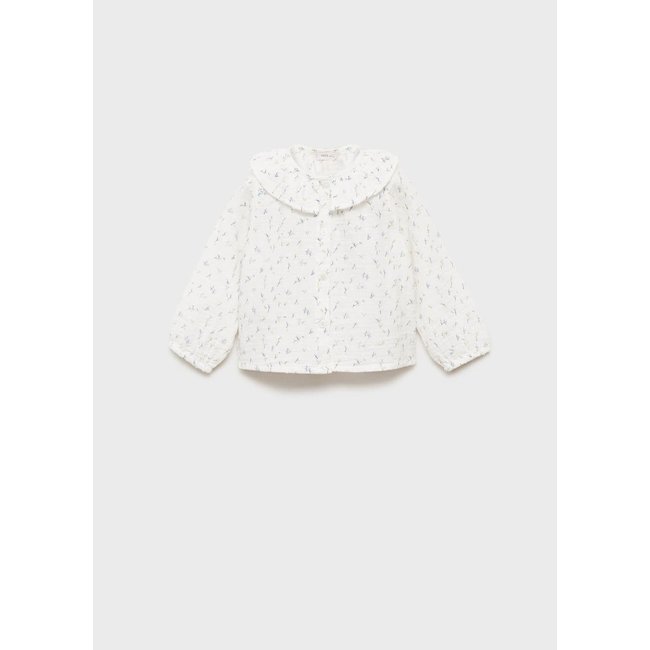 Blouse coton à fleurs blanc <span itemprop=