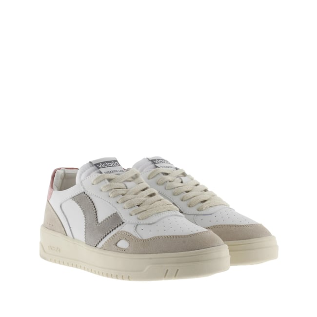 Baskets en cuir SEUL blanc/taupe <span itemprop=