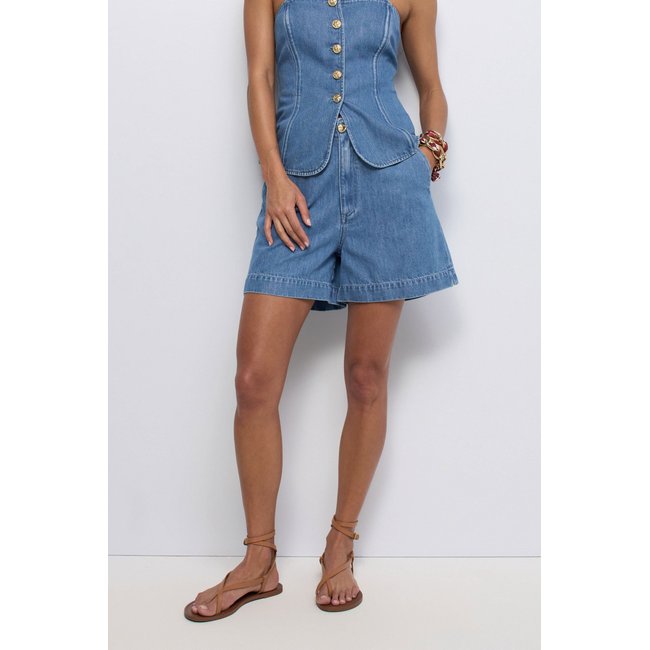 SHORT EN LIGHTDENIM BAGGY bleu turquoise <span itemprop=